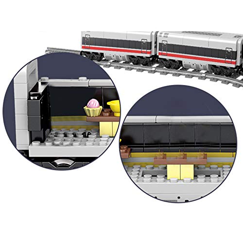BAXT Tren de tren técnico de alta velocidad, 647 piezas, tren de alta velocidad con luces y rieles, tren de personas de alta velocidad, compatible con tren Lego City – dinámico