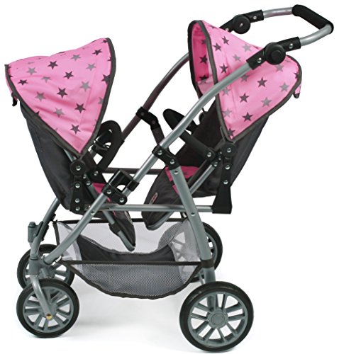 Bayer Chic 2000-Cochecito para muñecas gemelas, Color Rosa. (689-83)