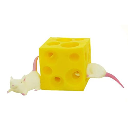 Bellaluee Juguete de ratón y Queso Sloth Hide and Seek Juguete para aliviar el estrés Figuras Que se Pueden Aplastar Bloque de Queso Juguetes antiestrés Fidget (Amarillo)