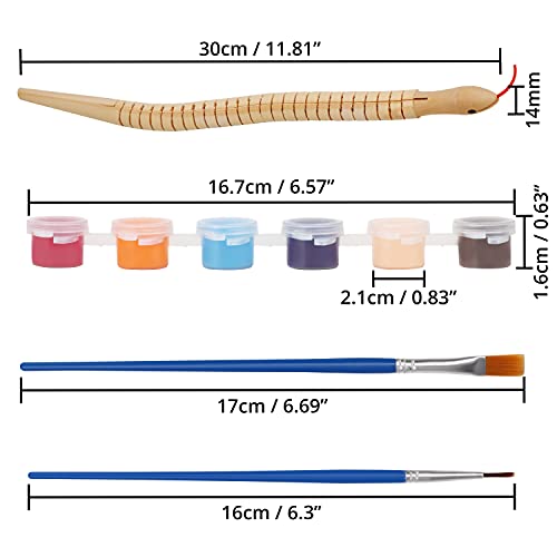 Belle Vous Serpiente Juguete de Madera Sin Acabado (Pack de 10) – Figuras para Pintar en Blanco con Pintura y Pinceles – Serpiente Flexible para Halloween/Fiesta de Cumpleaños, Manualidades de Niños