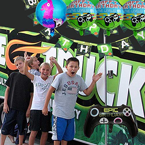 BESLIME Decoraciones Cumpleaños, Artículos de Fiestas para Fanáticos de los Videojuegos, Decoraciones para Cumpleaños de Tema de Videojuegos con Globos Pancartas