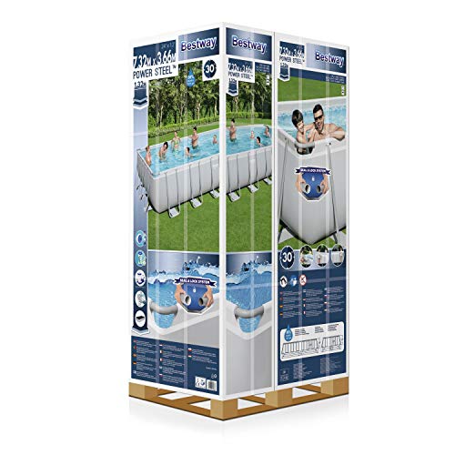 Bestway 732x366x132 cm, mit und Zubehör Power Steel Rectangular Pool 732 x 366 x 132 cm, Stahlrahmenpool-Set con Filterpumpe y Accesorios, Gris
