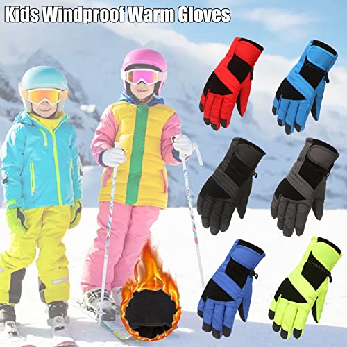 BIKETAFUWY Guantes de invierno de esquí para niños, resistentes al viento, cálidos, para esquiar, senderismo, para niños de 4 a 9 años