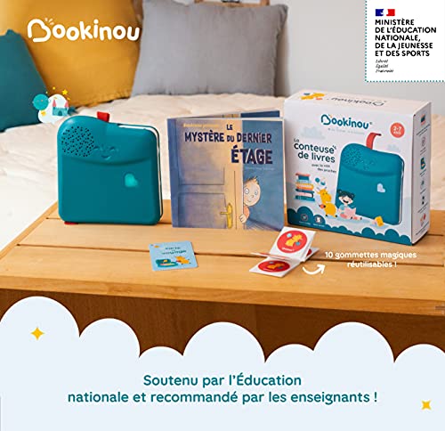 BOOKINOU - Contadora de libros con voz de los cercanos, caja de historias, lectora de audio - Niños de 2 a 7 años (10 gomas de borrar)