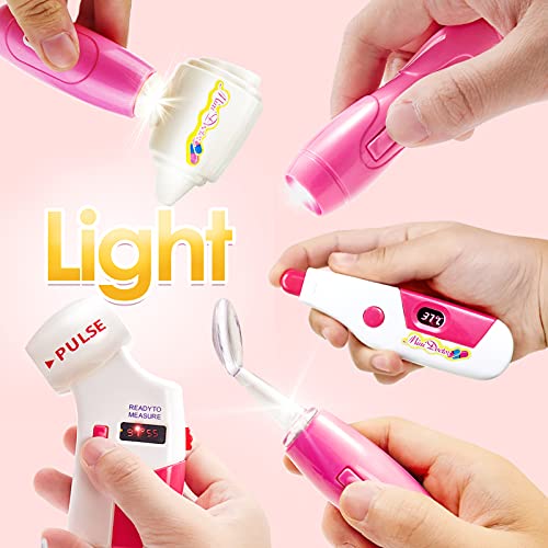 BUYGER Medicos Doctora Juguetes Accesorios Doctora Enfermería Kit Juegos de Imitacion Regalos para Niños, Rosa
