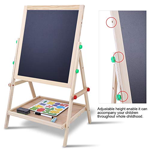 Caballete infantil, pizarra negra y pizarra, tablero de dibujo de madera de doble cara para niños, juguete de regalo