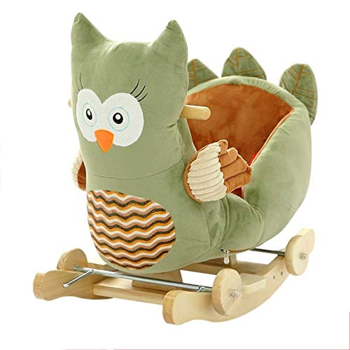 Caballito Balancín de Peluche Balancín Caballo Rockeros Correpasillos del caballo de oscilación del bebé del juguete de madera 2 en 1 doble uso felpa mecedora caballo con ruedas for arriba niños y niñ
