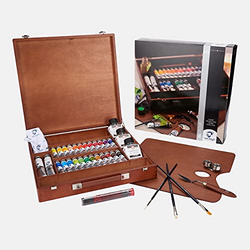CAJA DE MADERA PINTURAS AL ÓLEO VAN GOGH 24 TUBOS DE 20 ML + 2 TUBOS DE 60 ML + AUXILIARES + ACCESORIOS