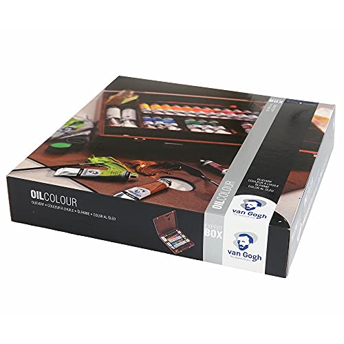 CAJA DE MADERA PINTURAS AL ÓLEO VAN GOGH 24 TUBOS DE 20 ML + 2 TUBOS DE 60 ML + AUXILIARES + ACCESORIOS