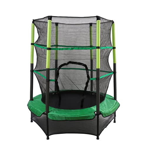 Cama elástica para niños de 140 cm, para interior y exterior, con red de seguridad, cubierta para los bordes, para niños de 4, 5, 6 años