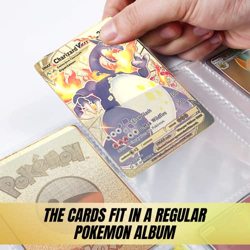 Carta Pokémon Dorada Coleccionable. Tarjeta Metálica No-Oficial Enchapada en Oro Especial. Metal Golden Card. Cartas VMAX, DX, GX. (CD3411)