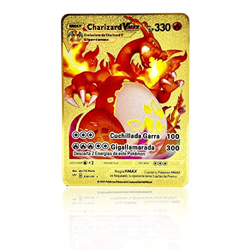 Carta Pokémon Dorada VMAX - Edición Coleccionista Tarjeta Oro de Metal - Metal Golden Card (p4753)
