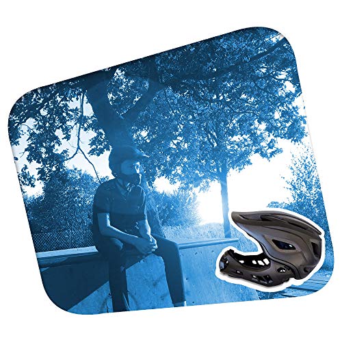 Casco de Bicicleta de montaña de Cara Completa: Casco de Bicicleta de Bici BMX y Bicicleta de montaña con Marcado CE para Chico, Chica y niños de Entre 3 y 12 años | para niños 2 en 1 (Negro, 53-58)