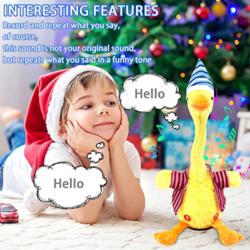 CestMall Juguete de Peluche de Pato bailarín, Juguete de Pato de repetición de con Luces de Colores y música, Juguete Multifuncional de Pato Que Canta, Divertido Juguete niños (Purple)