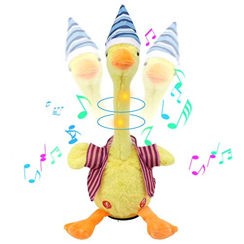 CestMall Juguete de Peluche de Pato bailarín, Juguete de Pato de repetición de con Luces de Colores y música, Juguete Multifuncional de Pato Que Canta, Divertido Juguete niños (Purple)