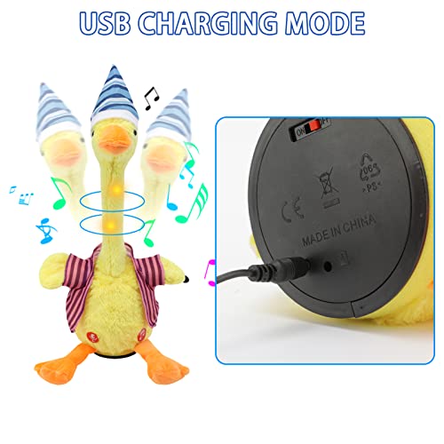 CestMall Juguete de Peluche de Pato bailarín, Juguete de Pato de repetición de con Luces de Colores y música, Juguete Multifuncional de Pato Que Canta, Divertido Juguete niños (Purple)