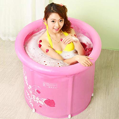 CHANG XU DONG SHOP Bañera Plegable, Bañera de baño Inflable Engrosamiento Baño de plástico PVC Bañera de baño Bañera de hidromasaje SPA Inflable para baño de Adultos con Bomba de Aire, Rosa