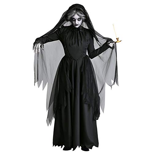 chuangminghangqi. Disfraces de bruja vestidos de vampiro Halloween mujer disfraz Carnaval señora Adultos Cosplay Vestido Horror Femenino Fantasma Vestido Fiesta, Negro , XL