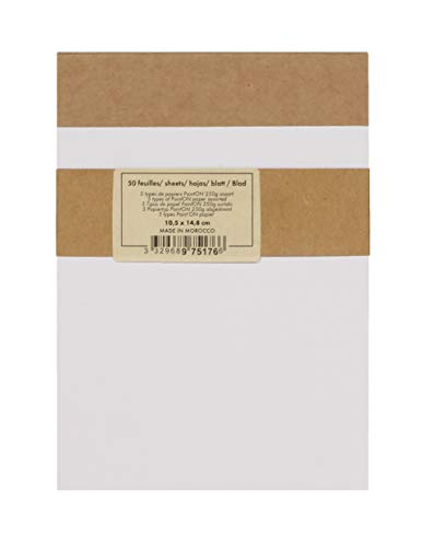 Clairefontaine 975176C - Un bloc encollé en-tête de papier dessin Paint'On 50 feuilles 10,5x14,8 cm 250g, couleurs assorties et couverture kraft