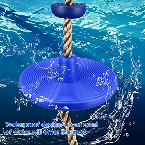 Columpio de escalada de cuerda, columpio de cuerda ajustable, 2 m, con guantes de protección para niños, disco de columpio colgante adecuado para jardines exteriores, árboles, balcón, patio, playa