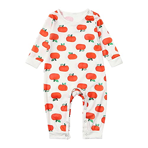 Conjunto de Pijamas Familiares Halloween, Pijamas Estampado de Calabazas Familia Disfraces de Dormir Set para Familia de Cuatro Mujer Hombres Niño Bebé, Ropa de Dormir Camisones(A-Bebé,9 meses)