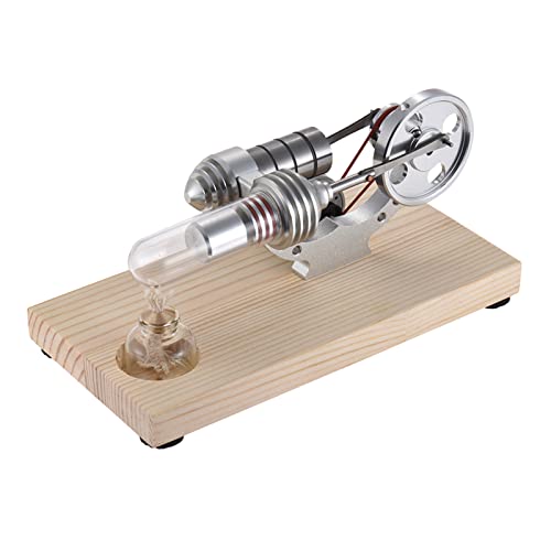conpoir Mini Hot Air Stirling Engine Motor Model Electricity Generator Base de Madera Física Ciencia Juguete Educativo