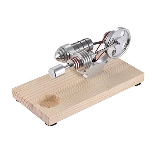conpoir Mini Hot Air Stirling Engine Motor Model Electricity Generator Base de Madera Física Ciencia Juguete Educativo