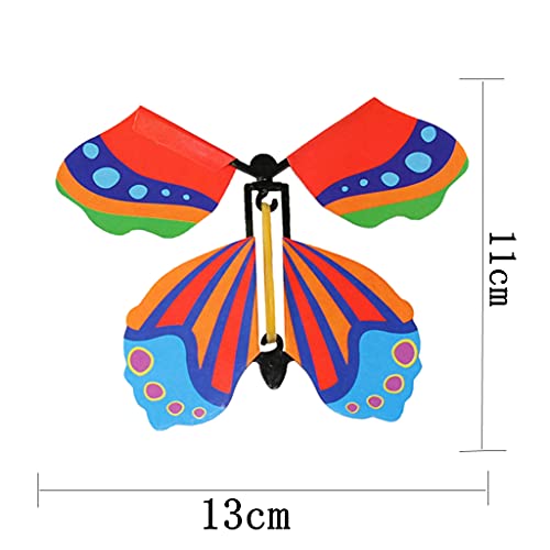 Conruich - 10 piezas de juguete mágico de mariposa voladora, creativo y colorido, para niños, juguete mariposa enrollable, banda de goma, con mariposa, regalo sorpresa para fiesta de cumpleaños, boda