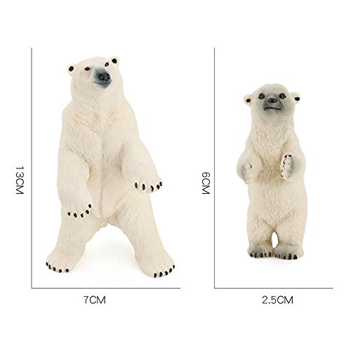 Crazyfly Figuras de oso polar, vida salvaje animal estatuilla sólido modelo ártico animal miniatura adornos para el hogar niño educación juguetes para niños niñas niños
