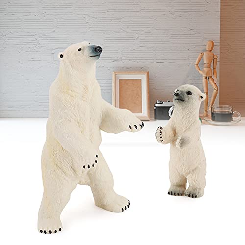 Crazyfly Figuras de oso polar, vida salvaje animal estatuilla sólido modelo ártico animal miniatura adornos para el hogar niño educación juguetes para niños niñas niños
