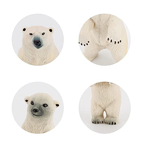 Crazyfly Figuras de oso polar, vida salvaje animal estatuilla sólido modelo ártico animal miniatura adornos para el hogar niño educación juguetes para niños niñas niños