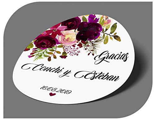 CrisPhy Pegatinas Personalizadas Boda con Nombre y Fecha, Etiquetas Adhesivas para Invitacion Boda Bautizo Compromiso Cumpleaños Fiesta Navidad Vintage Sellos