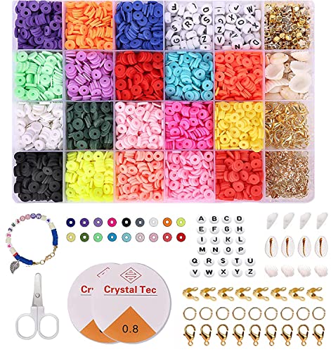 Cuentas Planas De Arcilla, Más De 4900 Piezas De Cuentas De Cerámica De Arcilla Con 2 Hilos De Aguja, Para La Fabricación De Joyas De Bricolaje, Pulseras, Collares, Pendientes