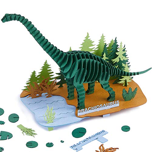 CUPUZ Rompecabezas de papel 3D, 3 dinosaurios surtidos, modelos de cartón premium, kit de bricolaje para niños, manualidades educativas, Rex, Stegosaurus, Brachiosaurus Puzzles