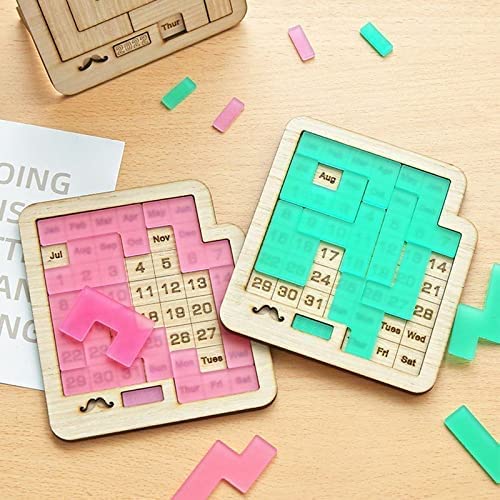 Daily Calendar Puzzle Wooden Calendar Puzzle Play A Different Puzzle to Display The Date, 365 Brain Puzzlers Page-a-day Calendar 2022 for Office Desk Coffee Tables Christmas Gift Students. (naranja)