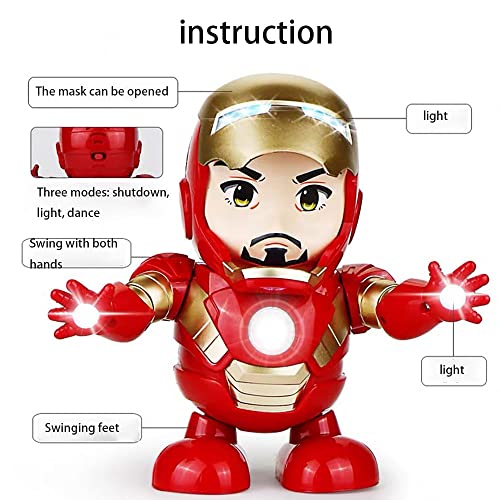Dancing Iron Man, Dancing Robot,Singing And Swinging Electric Robot, Anime Electronic Toys,Robot Music Dancing Iron Man Mask, MuñEcas, Dancing With Light Music NiñOs, NiñAs, NiñOs, Regalos Para NiñOs