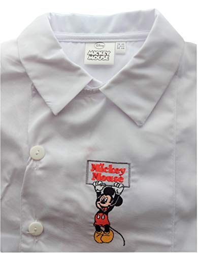 Delantal blanco para la escuela con colchón Mickey Mouse, original de Disney de alta calidad (3 años - 98 cm)
