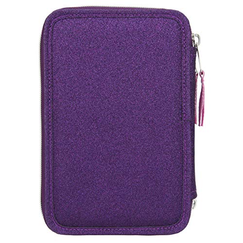 Depesche 11436-Estuche con LED, Miss Melody, Aprox. 7,5 x 13,5 x 20 cm, con 3 Cremalleras, Relleno con lápices Lyra, Regla, Tijeras, Pegamento y un pequeño Compartimento Secreto, Color Morado (11436)