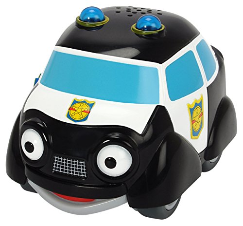 Dickie Toys - Héroes de la Ciudad, Paul Policía, el Coche de policía con luz, Canciones Originales, Sonidos y función de Rueda Libre, Incluye Tarjeta de colección con código Secreto