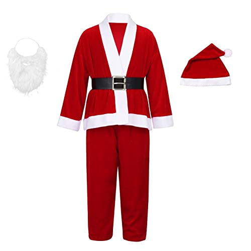 通用 Disfraz De Papá/Mama Noel para Adultos o Niños Con Chaqueta, Pantalón, Barba, Gorro y Cinturón (masculino s Talla)