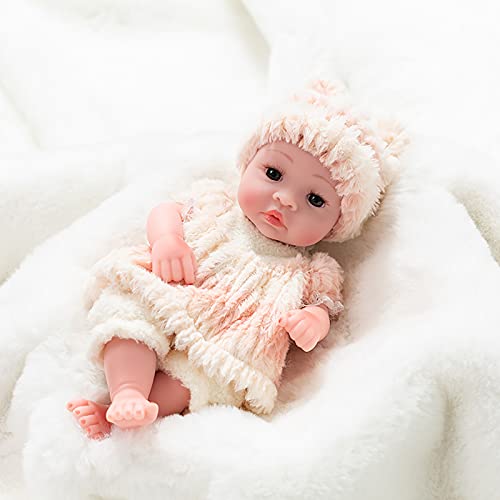 dudubell Muñeca de bebé Reborn de 25,4 cm con ropa y mono de ropa para niños y niñas, lavable, de silicona realista, color rosa