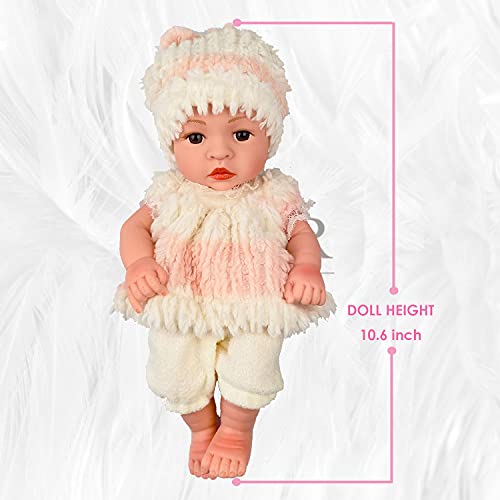 dudubell Muñeca de bebé Reborn de 25,4 cm con ropa y mono de ropa para niños y niñas, lavable, de silicona realista, color rosa