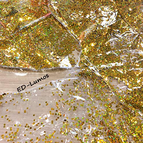 ED-Lumos Flotador Hinchable Piscina Juguete Hinchable Anillo de Natación Forma Corazón Transparente con Lentejuelas de Color Oro 70cm x 70cm