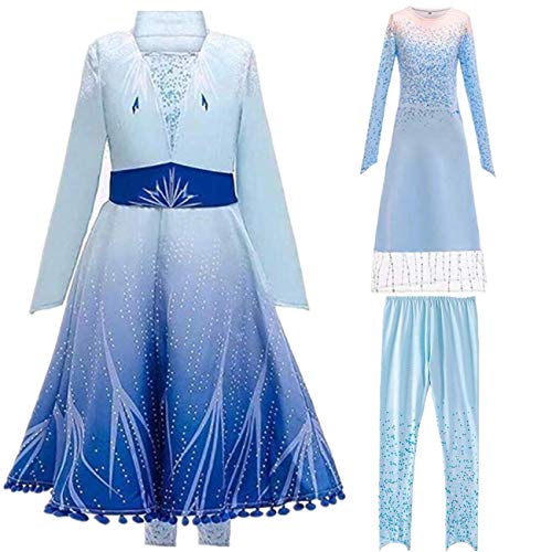 Emin Disfraz infantil de princesa Elsa de Frozen, disfraz de princesa Elsa de manga larga y pantalones, conjunto para fiestas de cumpleaños, carnaval, Halloween, cosplay, carnaval, invierno