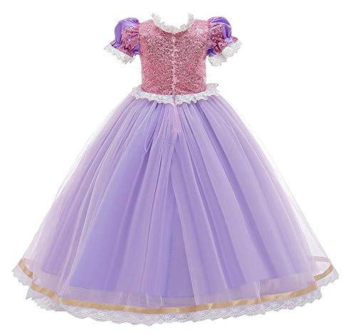 EMIN Rapunzel Disfraz Princesa Vestido de Fiesta niña de Disfraz Carnaval Morado Vestidos de Princesa para niña Vestido de Fiesta Elegante