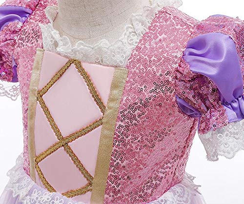 EMIN Rapunzel Disfraz Princesa Vestido de Fiesta niña de Disfraz Carnaval Morado Vestidos de Princesa para niña Vestido de Fiesta Elegante