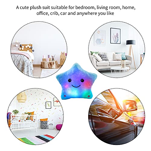 EMMETTBEN Juguetes de peluche de 25 cm, almohada luminosa de juguete creativo, suave peluche brillante colorido estrella cojín, juguetes de luz LED regalo para niños niñas juguetes de peluche lindo