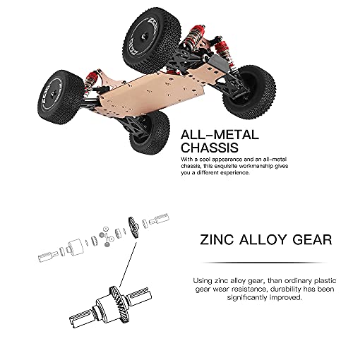 Entrega en 3~7 Días, WLtoys 144001 RC Coche 60km/h, 2600mAh Actualización de batería 45 Minutos, 1:14 Vehículo Todoterreno 4WD, Racing ​Offroad Drift de Alta Velocidad Car 3 Pilas (Rojo)