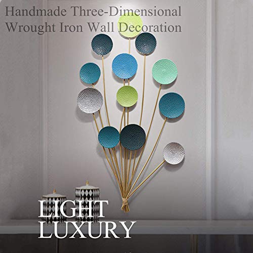 erddcbb Decoración de Arte de Pared de Metal 3D, decoración mediterránea con Globos de Colores, Adornos de Dormitorio de Estilo Europeo, Globos apilables de Varias Capas, para el Dormitorio de la sa