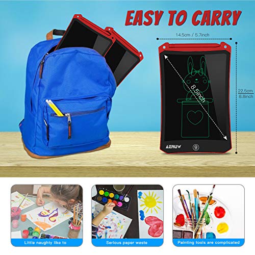ERUW Tableta de Escritura LCD 8,5 Pulgadas, Tablet Escritura Pantalla LCD eWriters Infantil Tableta Grafica Dibujo Niños Adecuada para el Hogar, Escuela, Oficina, Cuaderno de Notas (Red)
